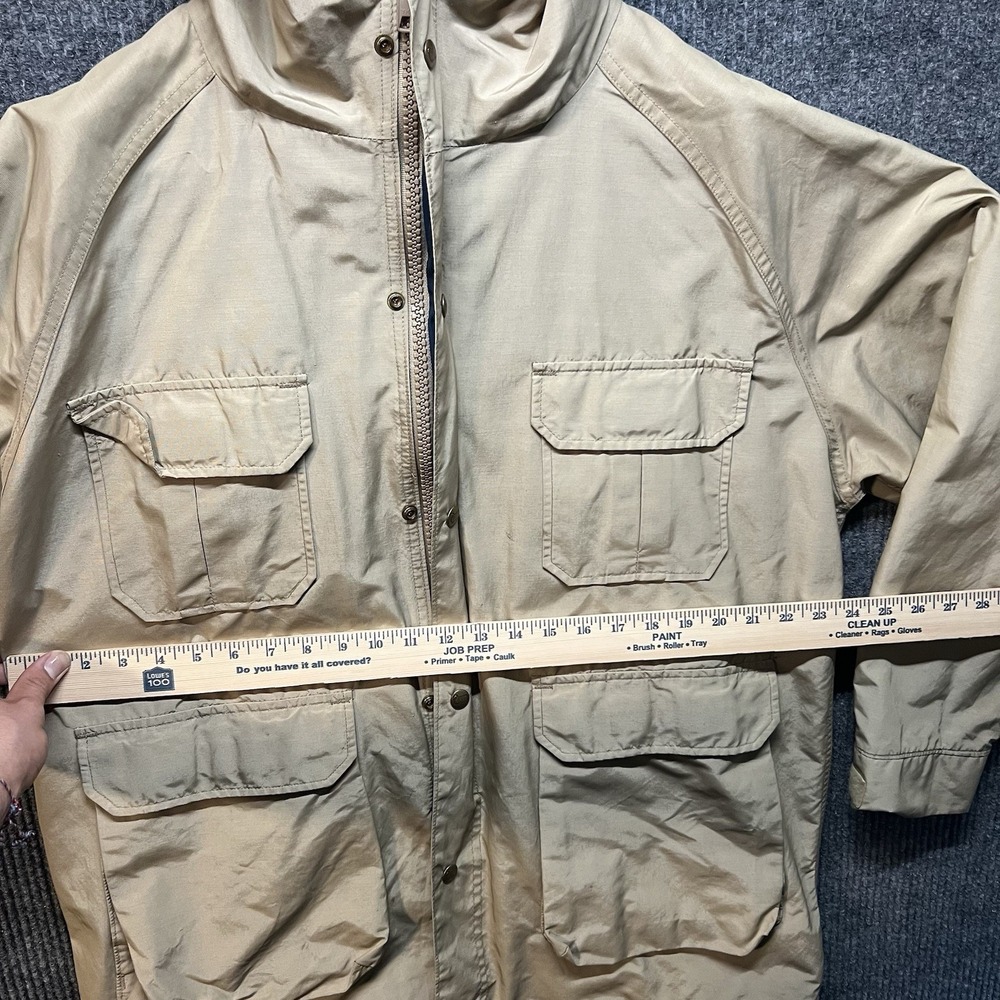 Vintage Woolrich Tan Lined Chore Jacket Hooded Size Large Made In USA - Picture 8 of 13